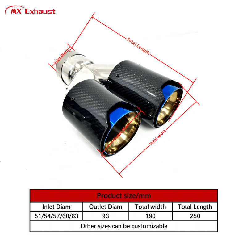 Puntas de silenciador de tubo de escape de fibra de carbono de escape quemado azul titanio M Performance para B * MW